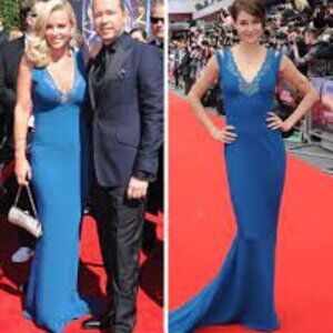 Stella McCartney Beautiful Teal Lace-Detailed Crepe Gown Sz 38 (Sz S)